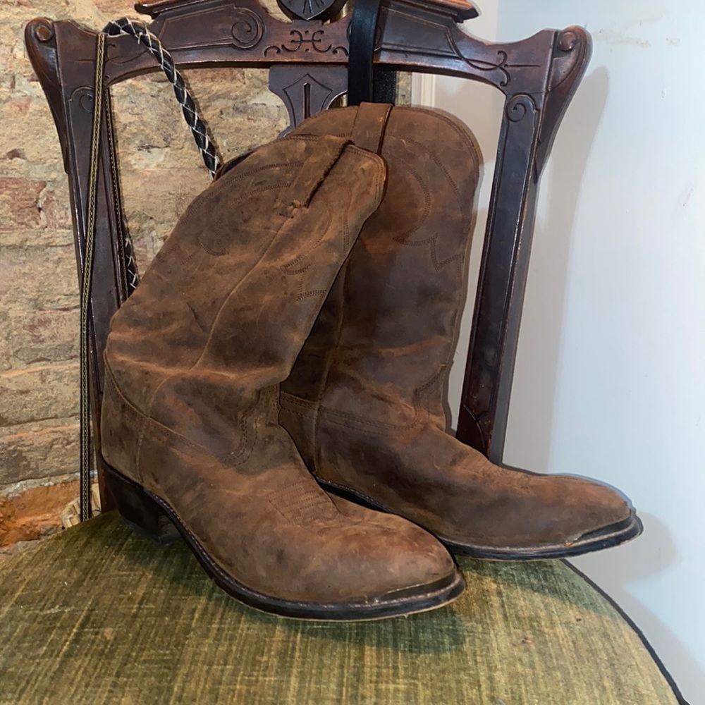 Brown Leather Road Wolf Cowboy Boots Gem